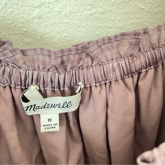 Madewell Square-Neck Tiered Midi Dress in Textured Seersucker in Fig Size Medium - Picture 7 of 10